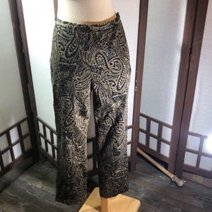 Lauren Ralph Lauren Black Brown Paisley Cotton Flat Front Straight Leg Pants/8P